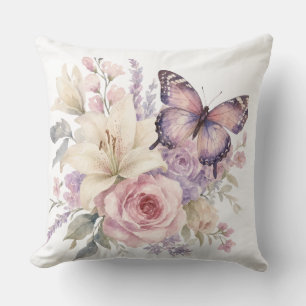 Papier Peint Papillon & Fleurs Coussin de Jet Él