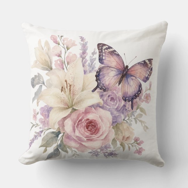 Papier Peint Papillon & Fleurs Coussin de Jet | Él (Recto)