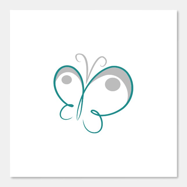 Papier Peint Papillon linéaire turquoise et gris Esquisse sur b (Recto)