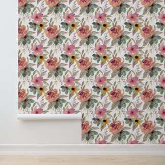 Papier Peint Papillon motif à fleur carrelée mignonne