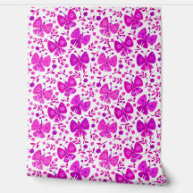 Papier peint papillon rose