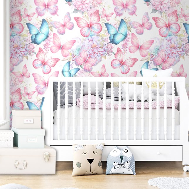 Papier Peint Papillon rose Purple Girls Coloré (Butterfly Pink Purple Girl Kids Colorful Wallpaper)