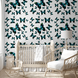 Papier Peint Papillons bleu Aqua