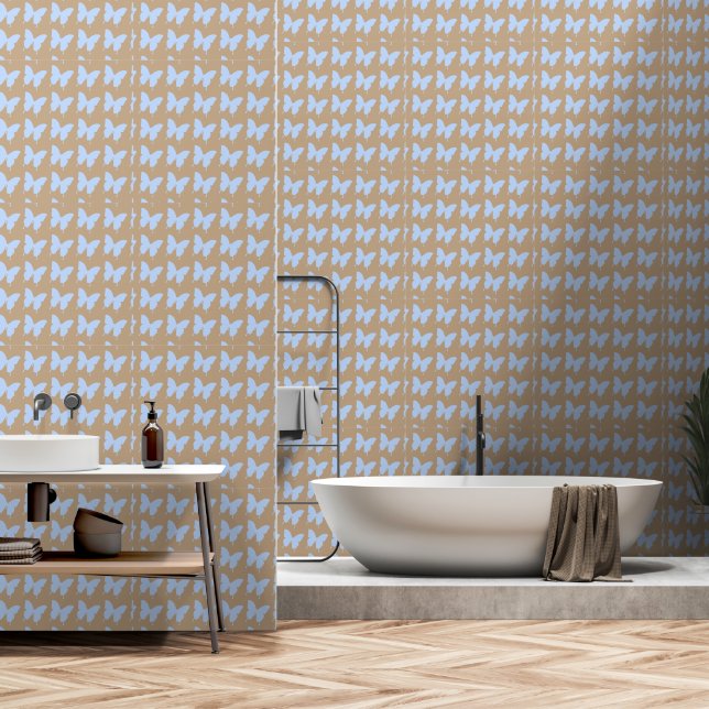 Papier Peint Papillons bleus (Salle de bain)