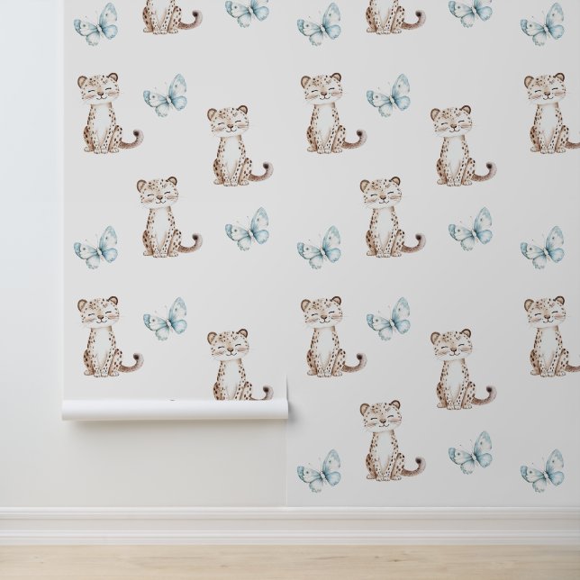 Papier Peint Papillons bleus Guépard (Application)