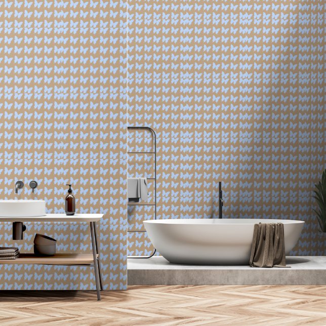 Papier Peint Papillons bleus répété (Salle de bain)