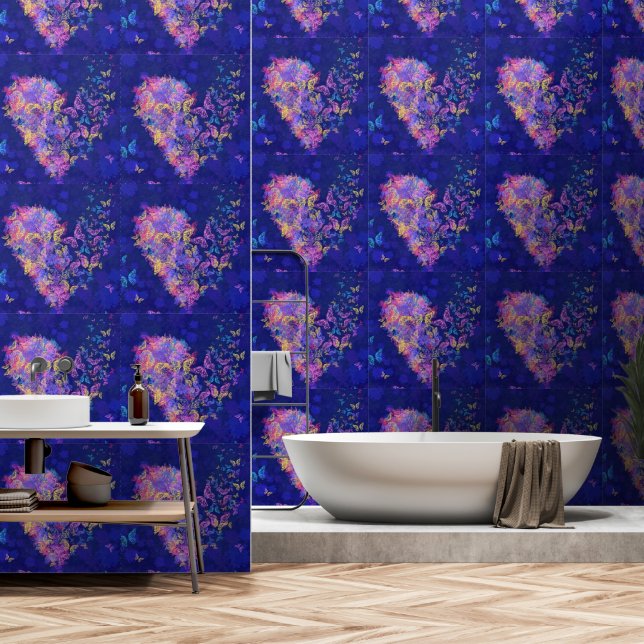 Papier Peint Papillons cardiaques volants (Salle de bain)