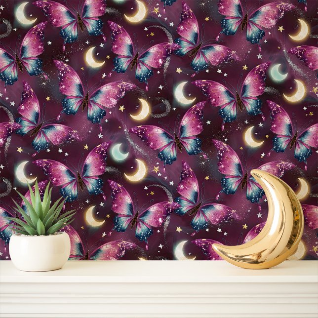 Papier Peint Papillons de galaxie et lunes (Créateur téléchargé)