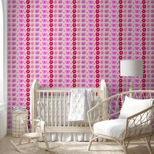 Papier Peint Papillons et fleurs roses pour bébé fille à motifs