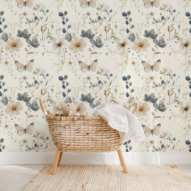 Papier Peint Papillons et Fleurs sauvages (Créateur téléchargé)