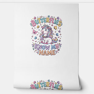 Papier Peint Papillons Licornes Connaissent Mon Nom Charmant Ar