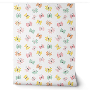 Papier Peint Papillons mignons aux couleurs pastel