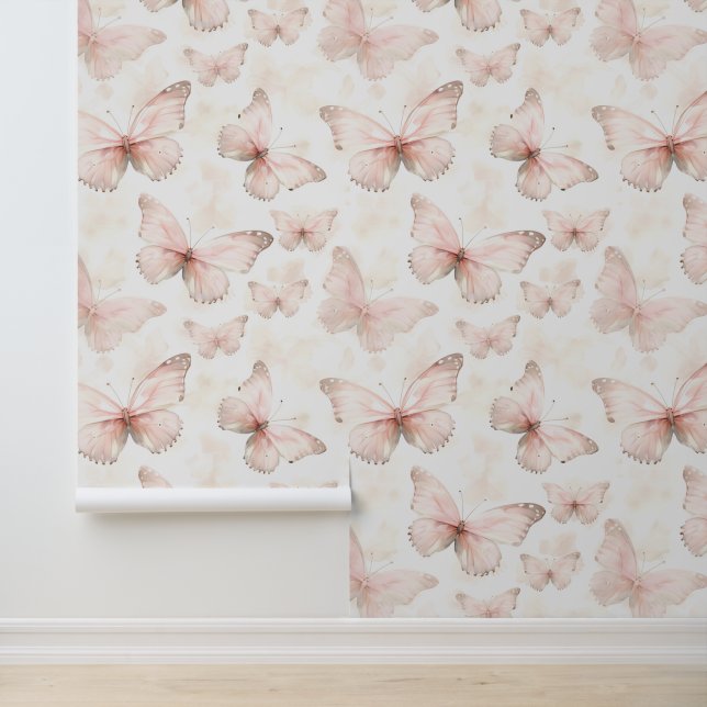 Papier Peint Papillons Rose Féminin (Application)