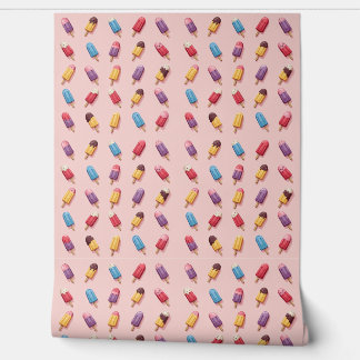 Papier Peint Parade de Popsicle en Crème de glace rose I