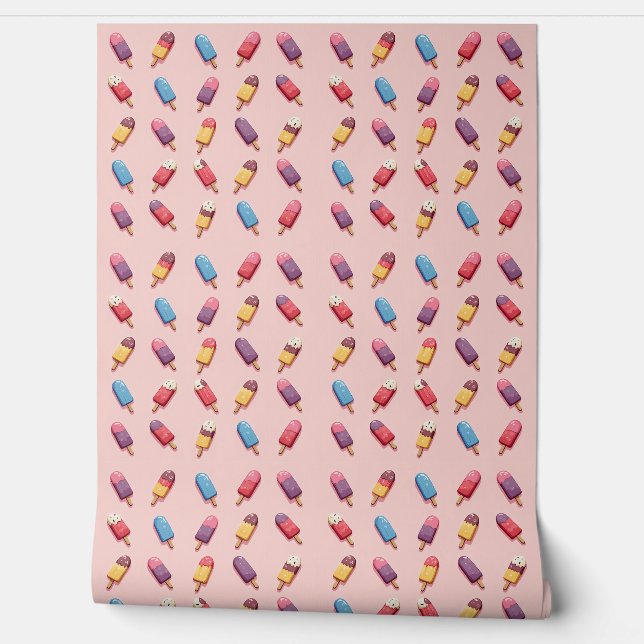 Papier Peint Parade de Popsicle en Crème de glace rose II (Déroulement)
