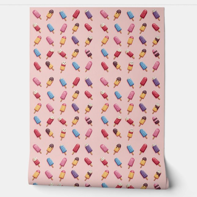 Papier Peint Parade de Popsicle en Crème de glace rose III (Déroulement)