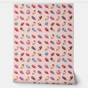 Papier Peint Parade de Popsicle en Crème de glace rose IV