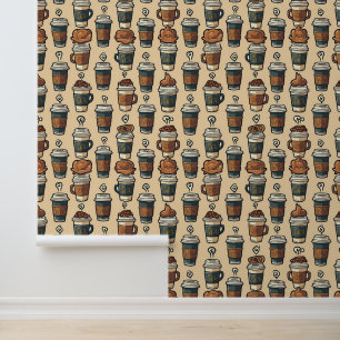 Papier Peint Paradis des amateurs de café : Motif des tasses de