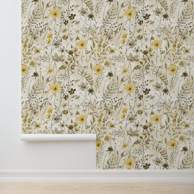 Papier Peint PARADIS FLEURI / humeur kaki jaune (Application)