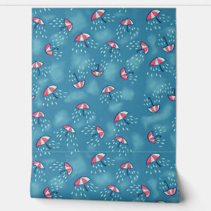 Papier Peint Parapluie bleu mou Rainy Weather Kids