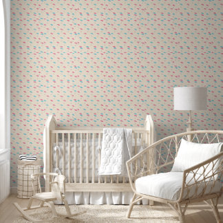 Papier Peint Parapluie de plage ensoleillée d'été rose bleu pas