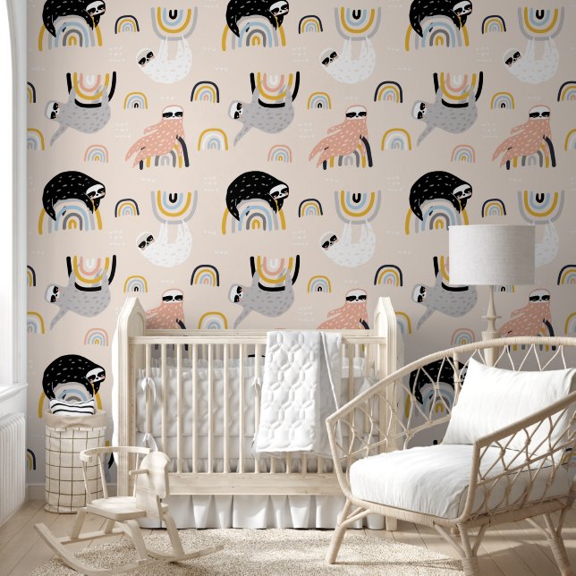 Papier Peint Parcelles sur arc-en-ciel (Enfants)