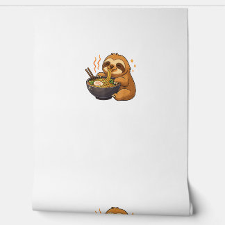 Papier Peint Paresseux avec Nouilles Ramen Kawaii Paresseux T-S