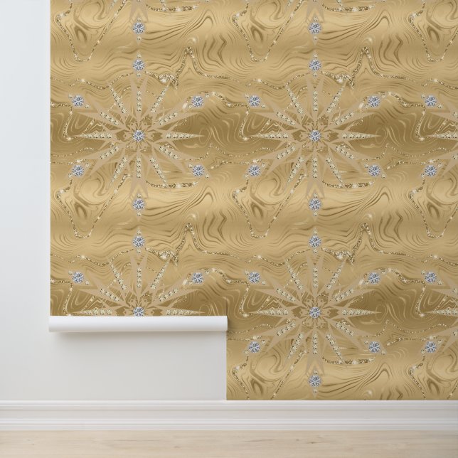 Papier Peint Parties scintillant Or de luxe Snowflake Diamond P (Application)