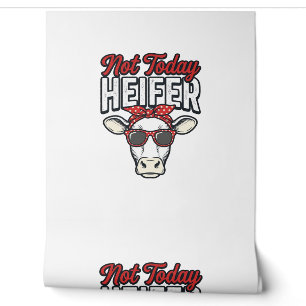 Papier Peint Pas aujourd'hui génisse drôle vache vintage vecteu