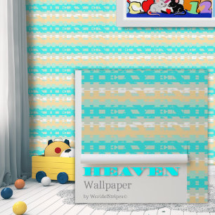 Papier Peint Pastel doux Turquoise Beige moderne Motif du Ciel
