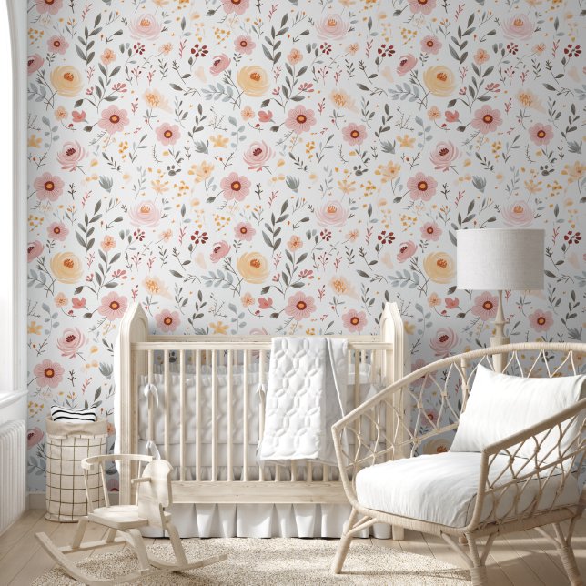 Papier Peint Pastel Garden Aquarelle Fleurs (Enfants)