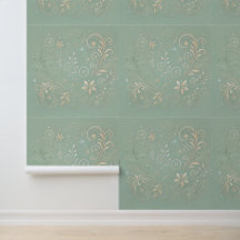 Pastel Green Shade Floral Motif