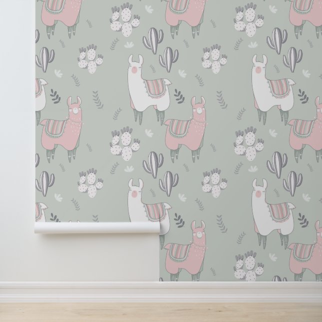 Papier Peint Pastel Llama Motif (Application)