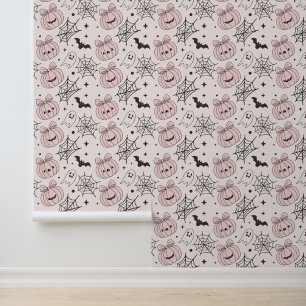 Papier Peint Pastel Pink Halloween Motif sans couture (5)