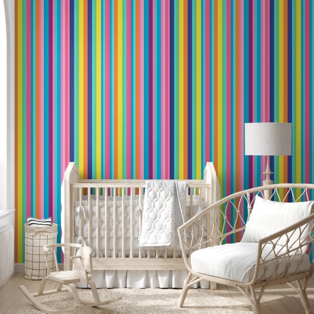 Papier Peint Pastel Rainbow Stripes (Enfants)