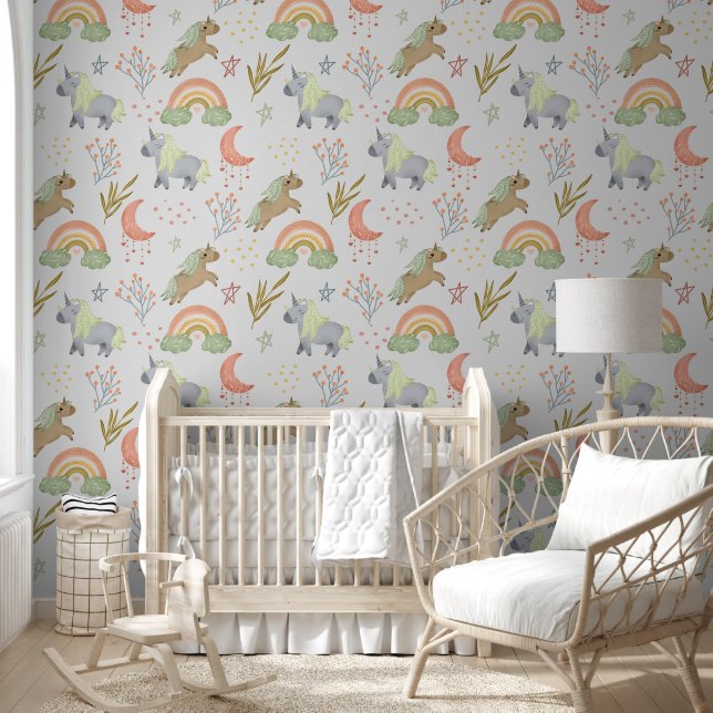 Papier Peint Pastel Rainbow Unicorn Baby Nursery (Enfants)