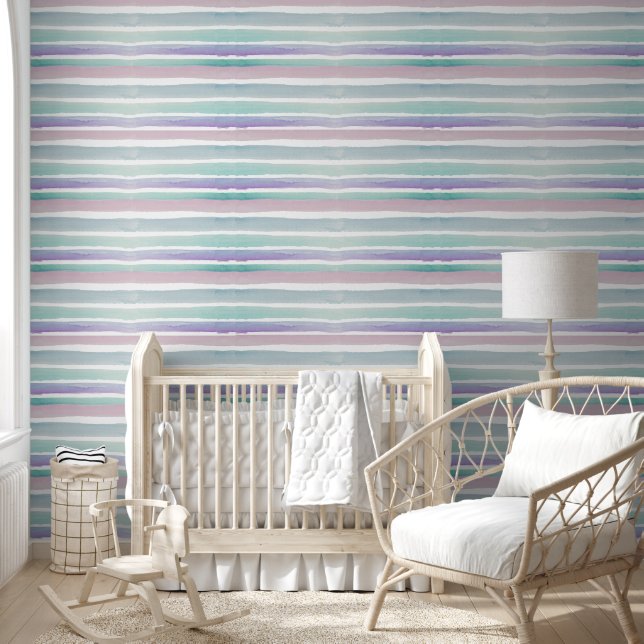 Papier Peint Pastel Watercolor Stripes Design (Enfants)