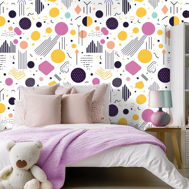 Papier Peint Pat Abstrait géométrique rétro n° 8 Magenta ID1067 (Créateur téléchargé)