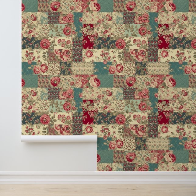 Papier Peint Patchwork shabby chic (Application)