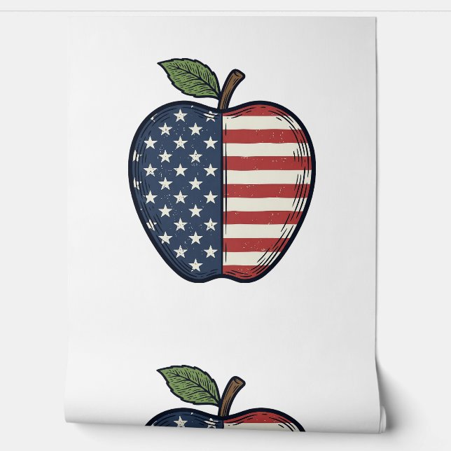 Papier Peint Patriotic Apple Vintage Engraving Vector Design_1 (Déroulement)