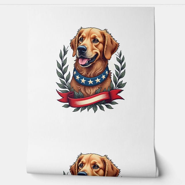 Papier Peint Patriotic Golden Retriever Americana Art Tee 2 (Déroulement)