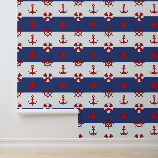 Papier Peint Patteries Nautical Stars and Stripes (Application)