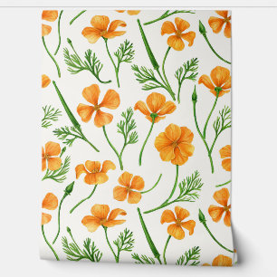 Papier Peint Pavot de Californie, fleurs d'été, orange wil