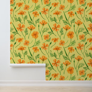 Papier Peint Pavot de Californie, fleurs d'été, orange wil