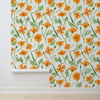 Papier Peint pavots de Californie, fleurs d'été, orangés sauvag