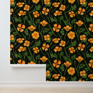 Papier Peint pavots de Californie, fleurs d'été, orangés sauvag