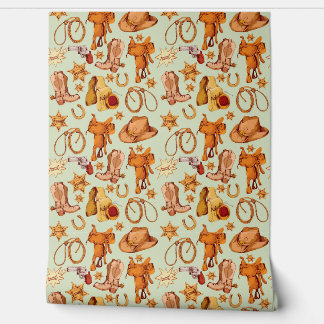 Papier Peint Pays Western Chevaux d'équitation Cowboy Gear