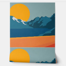 Paysage de Montagne Rouge et Bleue - Retro Outdoor