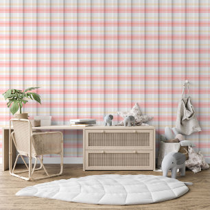 Papier Peint Peach rose Taupe Beige Grey Jaune Plaid Motif