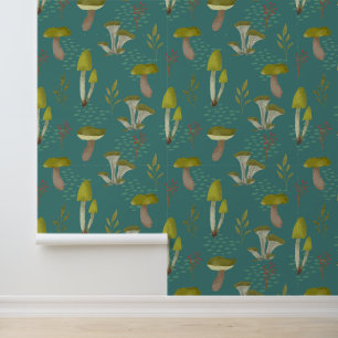 Papier Peint Peaux et bâtonnets de champignons turquoises